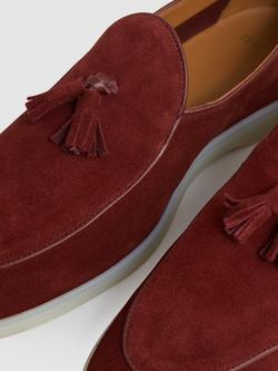 Reiss Harrison Suede Loafers - view 2, Maroon Red