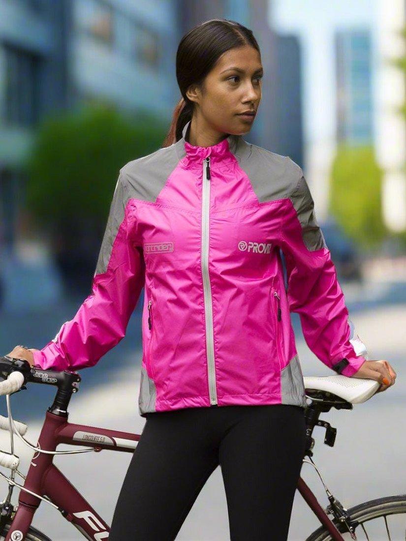 Product image 4 of 4, which shows Proviz Women's Nightrider Reflective Waterproof Cycling Jacket, Pink, 6