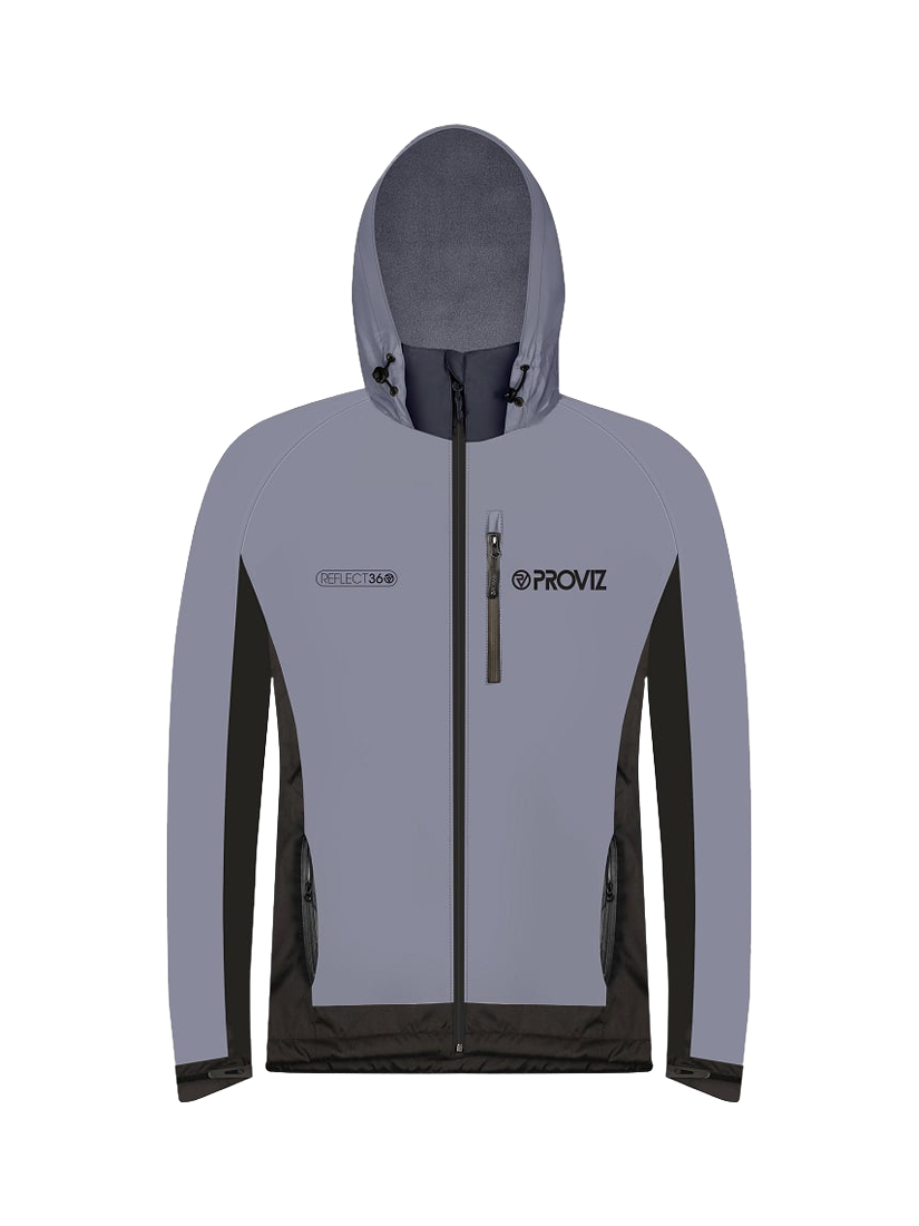 Product image 1 of 4, which shows Proviz Men's Fleece Lined REFLECT360 Hooded Jacket, Grey, M