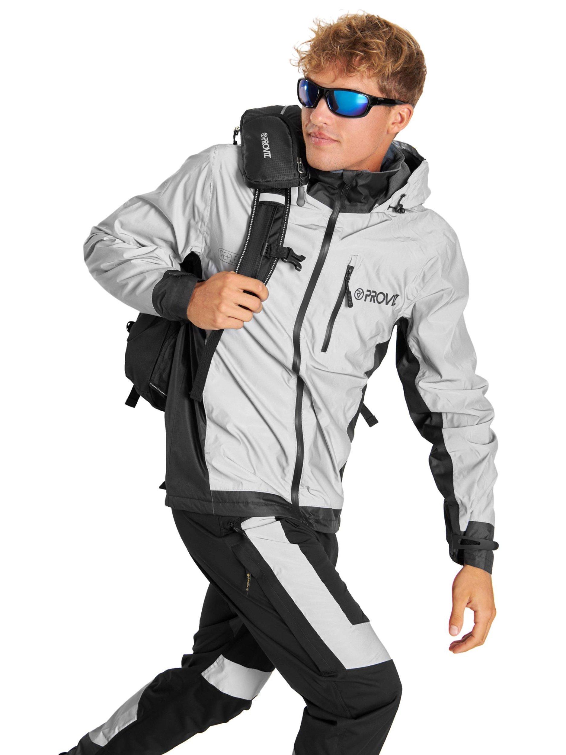 Product image 4 of 4, which shows Proviz Men's Fleece Lined REFLECT360 Hooded Jacket, Grey, M