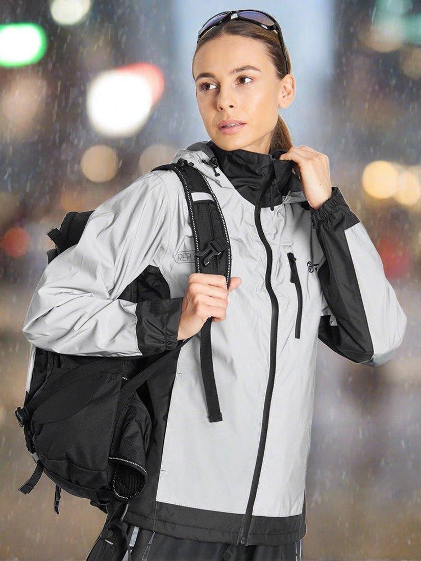 Product image 3 of 5, which shows Proviz Women's Fleece Lined REFLECT360 Hooded Jacket, Grey, 20