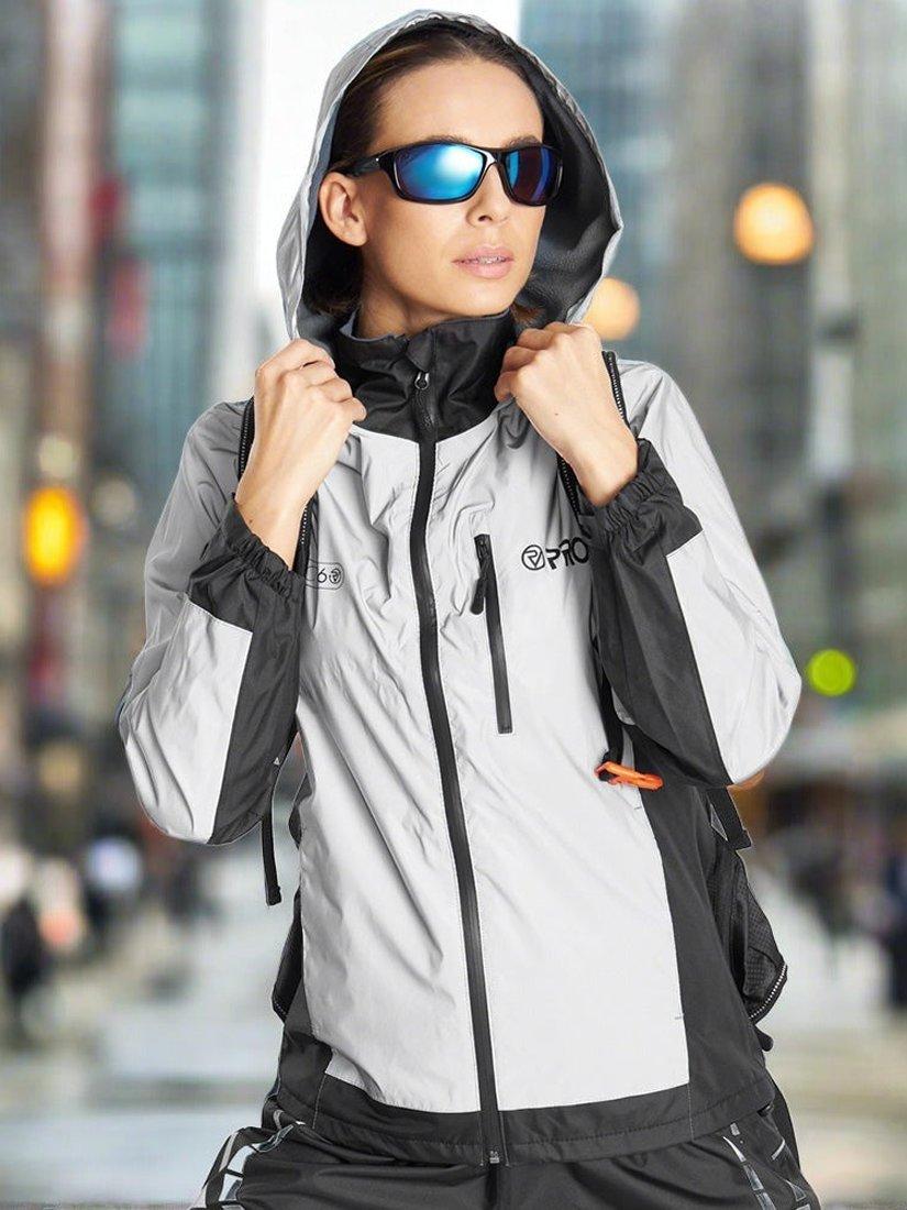 Product image 4 of 5, which shows Proviz Women's Fleece Lined REFLECT360 Hooded Jacket, Grey, 20