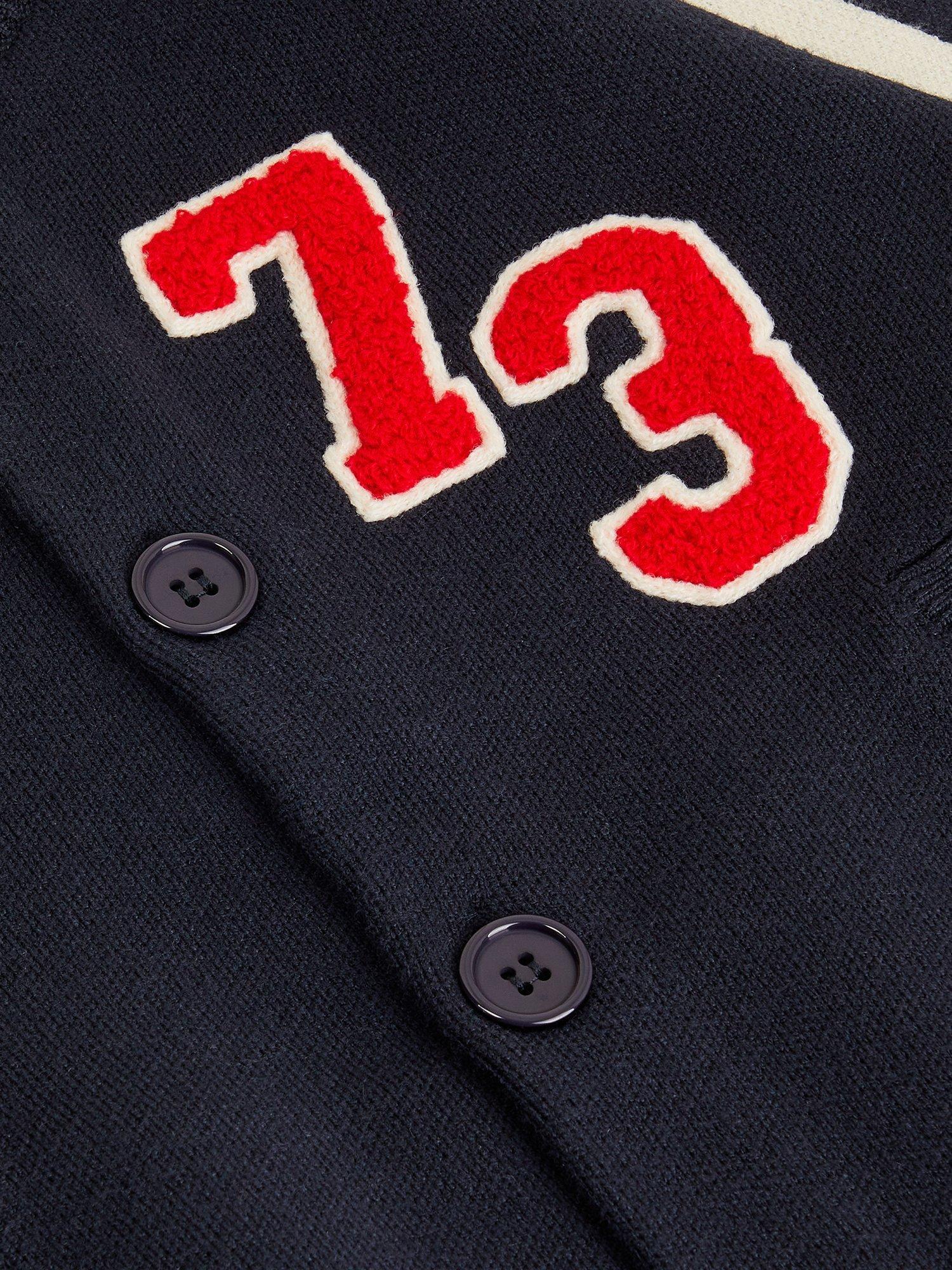 Product image 3 of 3, which shows Monsoon Kids' 73 Logo Bomber Jacket, Navy, 3-4 years