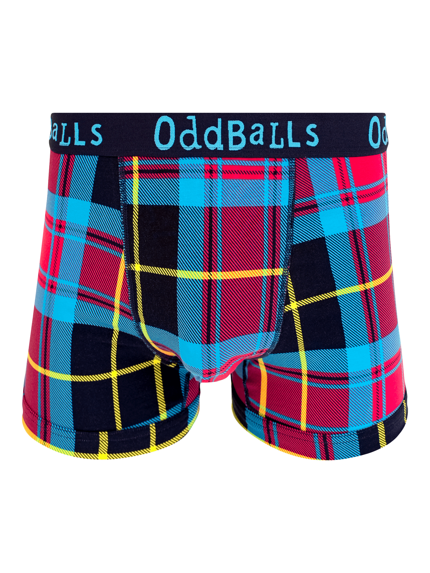 Product image 1 of 5, which shows OddBalls Tartan Stretch Cotton Boxer Shorts, Multi, XXS