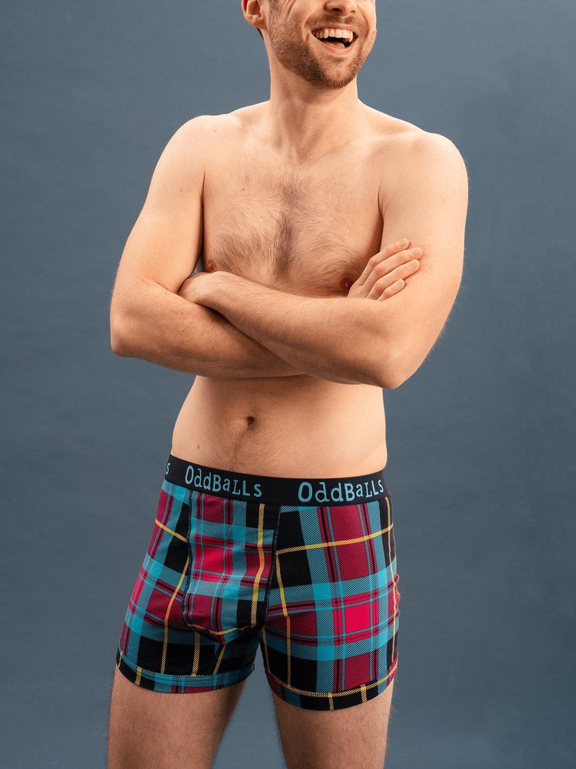 Product image 5 of 5, which shows OddBalls Tartan Stretch Cotton Boxer Shorts, Multi, XXS