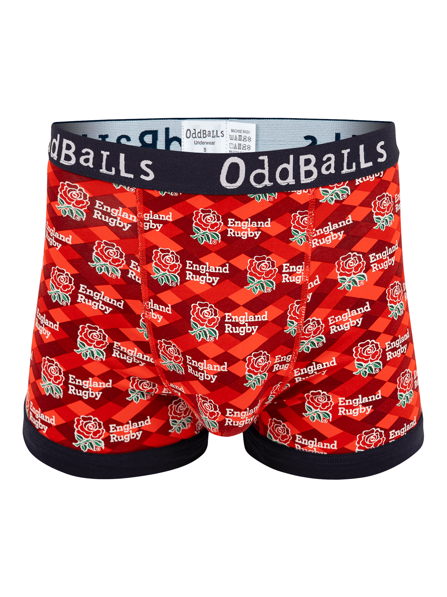 Product image 3 of 6, which shows OddBalls England Rugby Stretch Cotton Boxer Shorts, Pack of 2, Multi, S