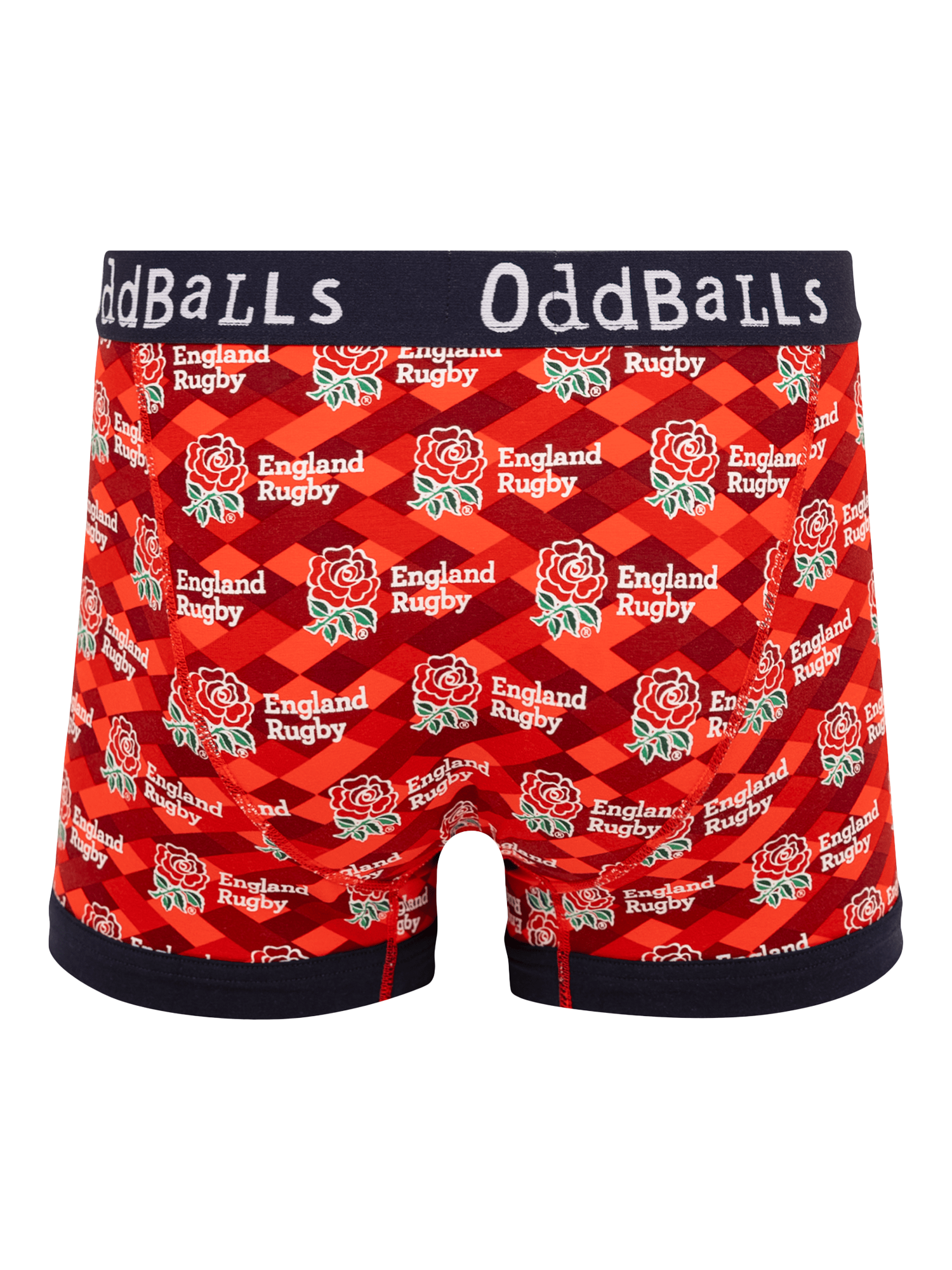 Product image 5 of 6, which shows OddBalls England Rugby Stretch Cotton Boxer Shorts, Pack of 2, Multi, S
