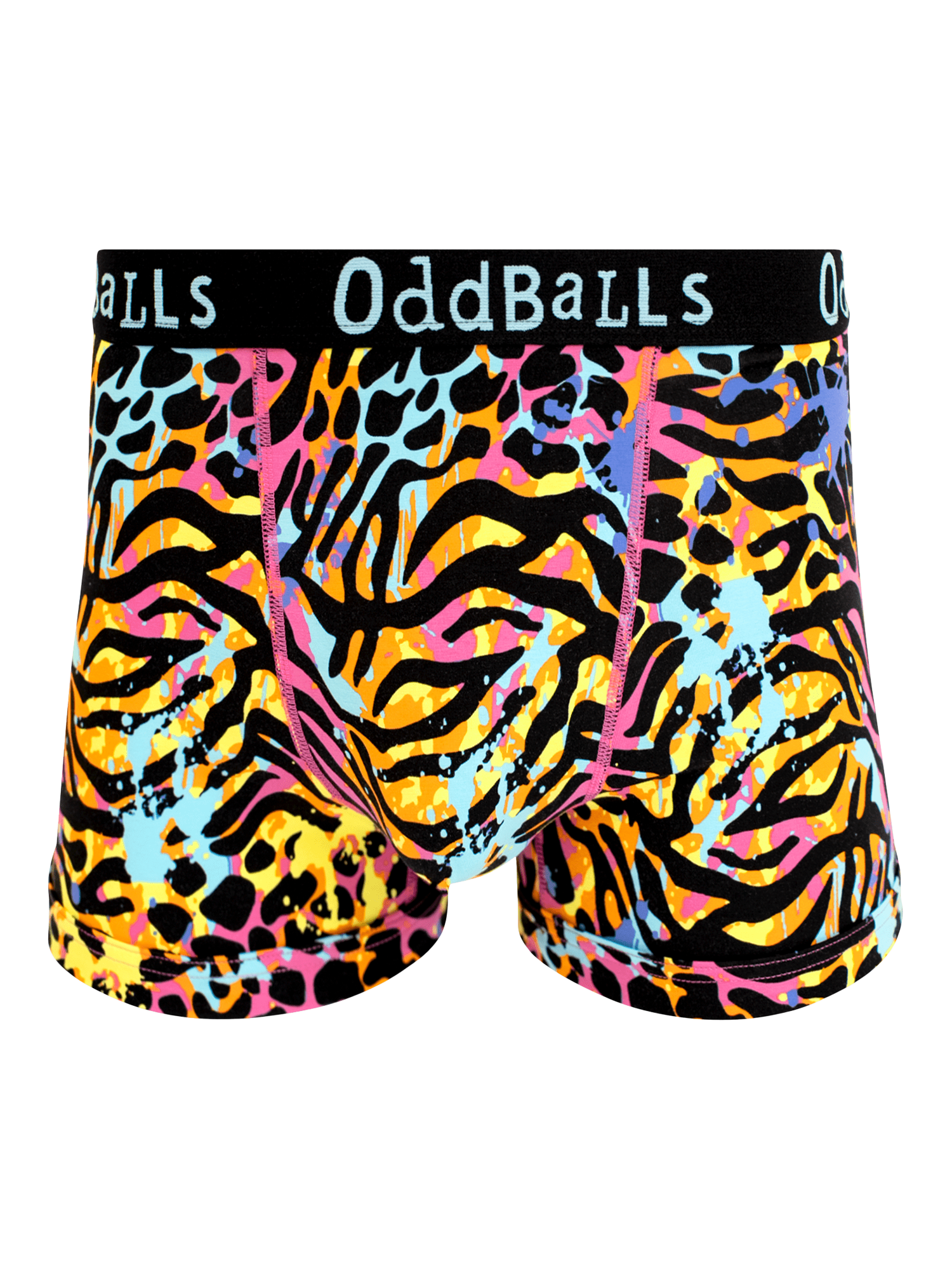 Product image 1 of 4, which shows OddBalls Filthy Animal Stretch Cotton Boxer Shorts, Multi, XXS