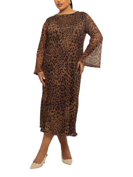 FASHION SZN Curve Leopard Print Midaxi Dress, Brown