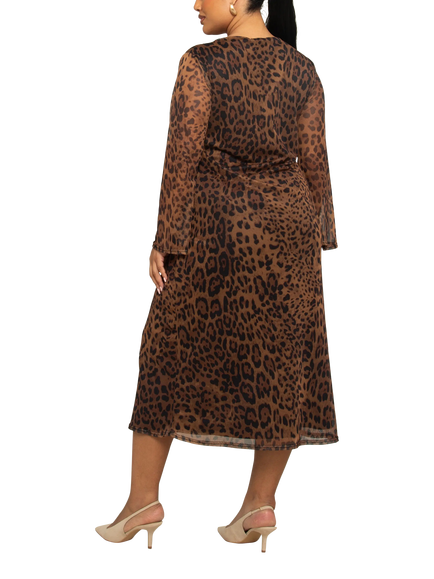 FASHION SZN Curve Leopard Print Midaxi Dress - view 2, Brown