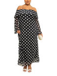 FASHION SZN Curve Plus Size Polka Dot Bardot Maxi Dress