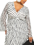 FASHION SZN Curve Plus Size Twist Front Polka Dot Mesh Midi Dress