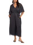 FASHION SZN Polka Dot Crop Short Sleeve V Neck Jumpsuit