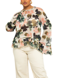 FASHION SZN Curve Floral Swing Mesh Top, Beige/Multi