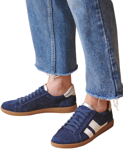 Josef Seibel Joleen 04 Nubuck Lace Up Trainers - view 2, Indigo/Multi