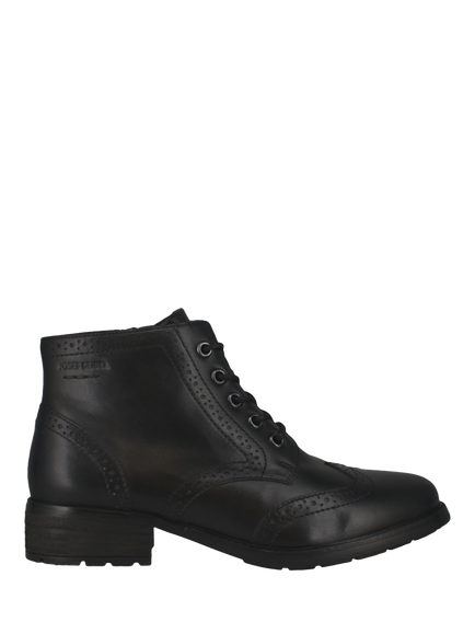 Josef Seibel Kate Laced Leather Ankle Boots, Black - view 2, Black