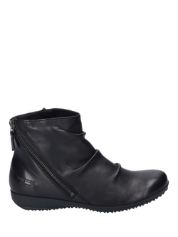 Josef Seibel Naly 61 Leather Ruched Ankle Boots, Black - view 2, Black