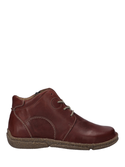 Josef Seibel Neele 46 Leather Lace Up Ankle Boots, Red Bordeaux