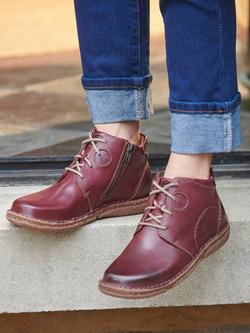 Josef Seibel Neele 46 Leather Lace Up Ankle Boots - view 2, Red Bordeaux