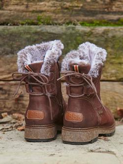 Josef Seibel Waylon 03 Suede Faux Fur Trim Boots, Mid Brown - view 2, Mid Brown