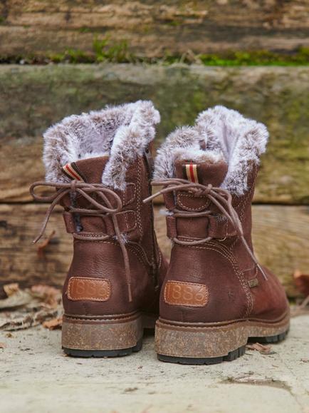 Josef Seibel Waylon 03 Suede Faux Fur Trim Boots, Mid Brown - view 2, Mid Brown