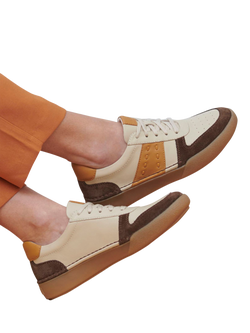 Josef Seibel Claire 27 Leather Lace Up Trainers, Brown/Multi - view 2, Brown/Multi