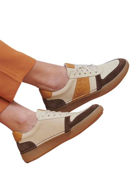 Josef Seibel Claire 27 Leather Lace Up Trainers, Brown/Multi - view 2, Brown/Multi