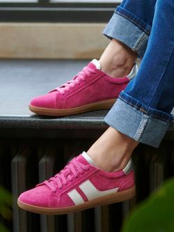 Josef Seibel Joleen 04 Nubuck Lace Up Trainers - view 2, Pink/Multi