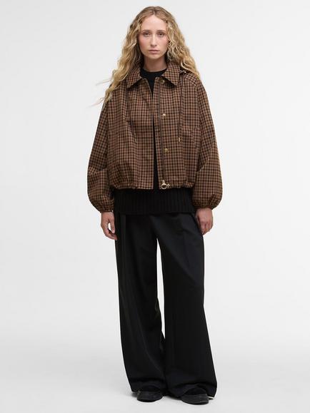 Barbour Audrey Showerproof Bomber Jacket, Brown/Multi, Brown/Multi