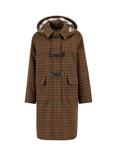 Barbour Melody Check Wool Rich Duffle Coat, Brown/Multi