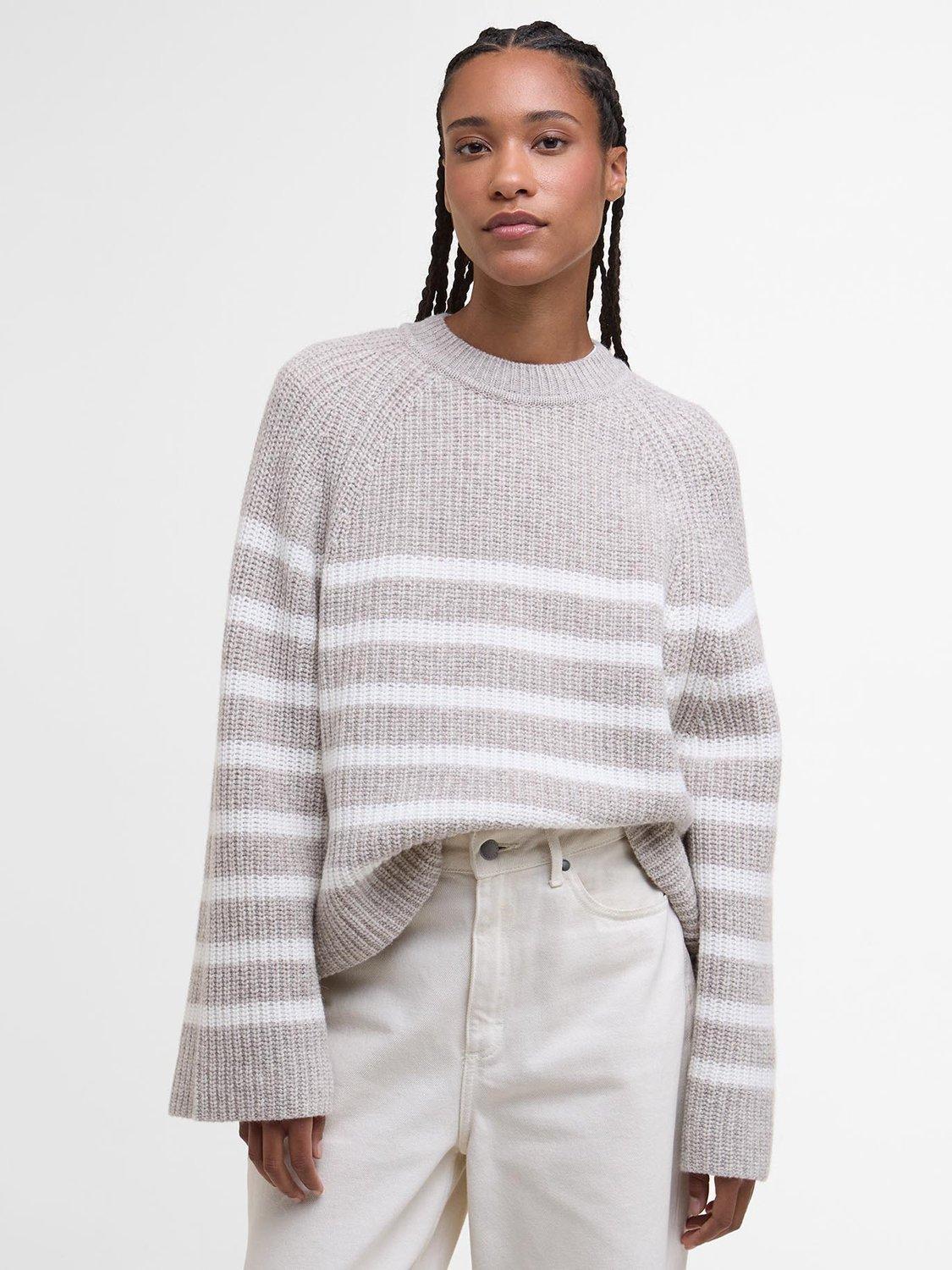 Barbour Irene Stripe Jumper, Beige/White