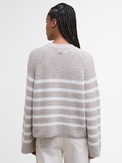 Barbour Irene Stripe Jumper, Beige/White - view 2, Beige/White