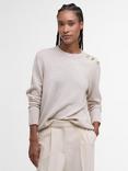 Barbour Eleanor Crew Neck Jumper, Light Beige