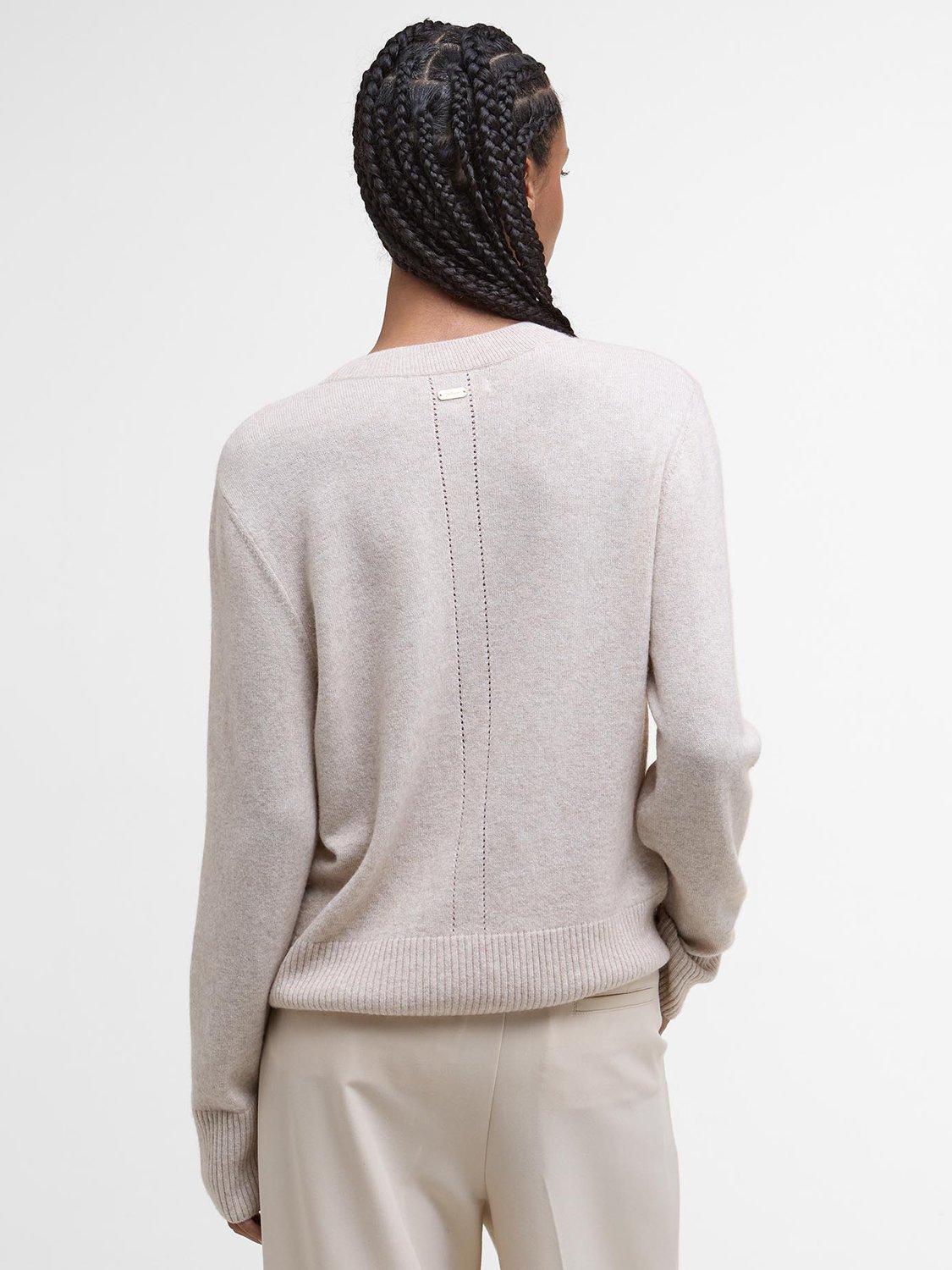 Product image 2 of 7, which shows Barbour Eleanor Crew Neck Jumper, Light Beige, 8