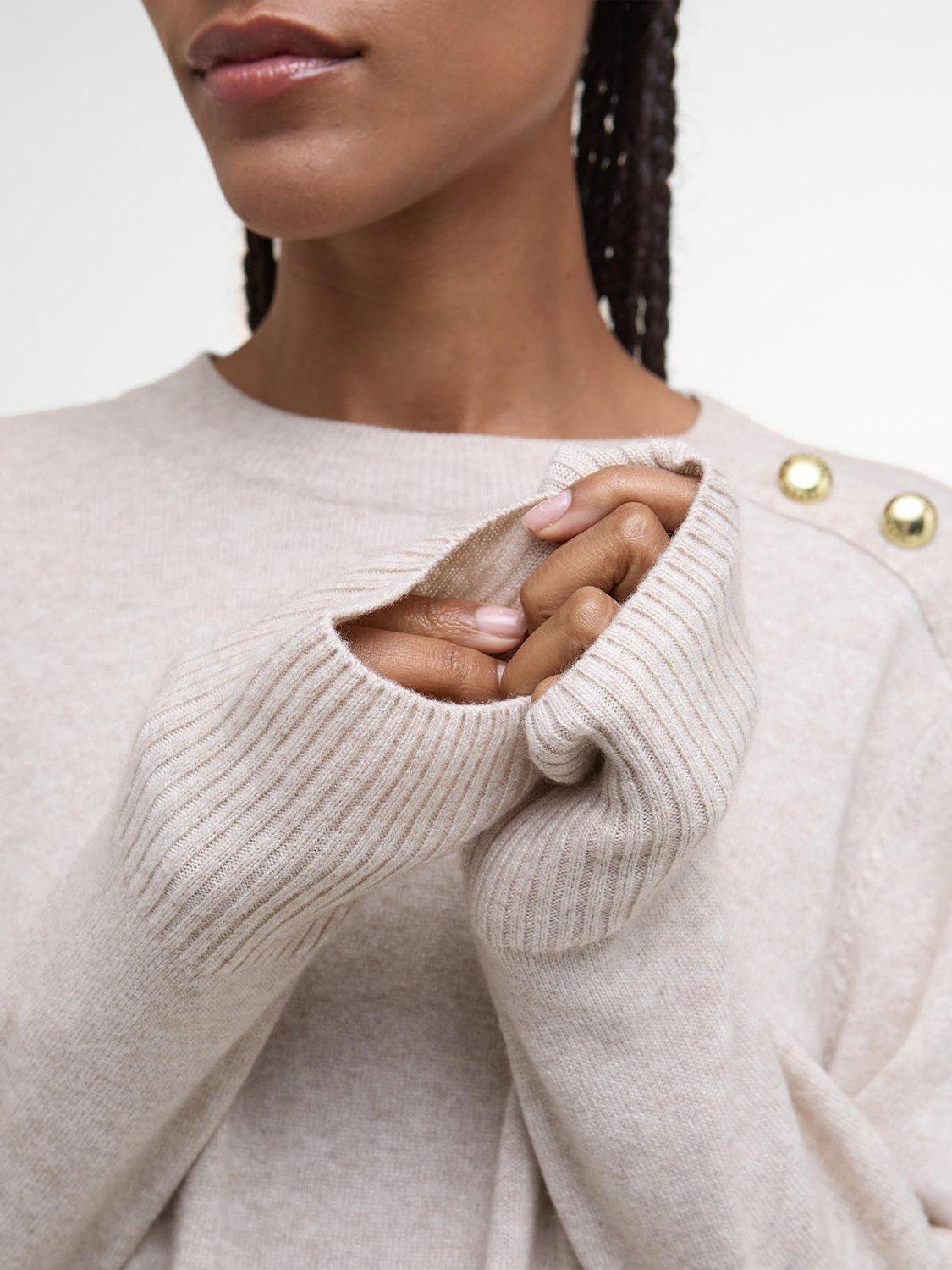 Product image 7 of 7, which shows Barbour Eleanor Crew Neck Jumper, Light Beige, 8