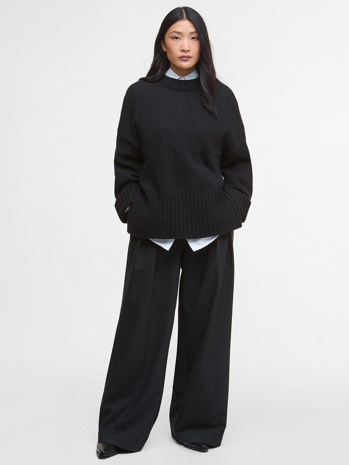 Product image 3 of 6, which shows Barbour Sophia Crew Neck Jumper, Black, 6