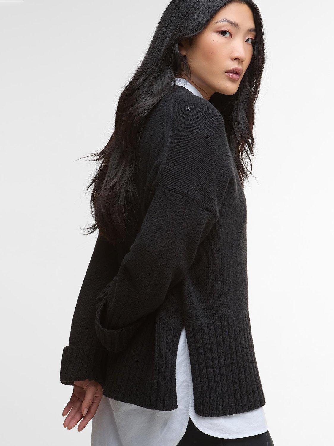 Product image 5 of 6, which shows Barbour Sophia Crew Neck Jumper, Black, 6