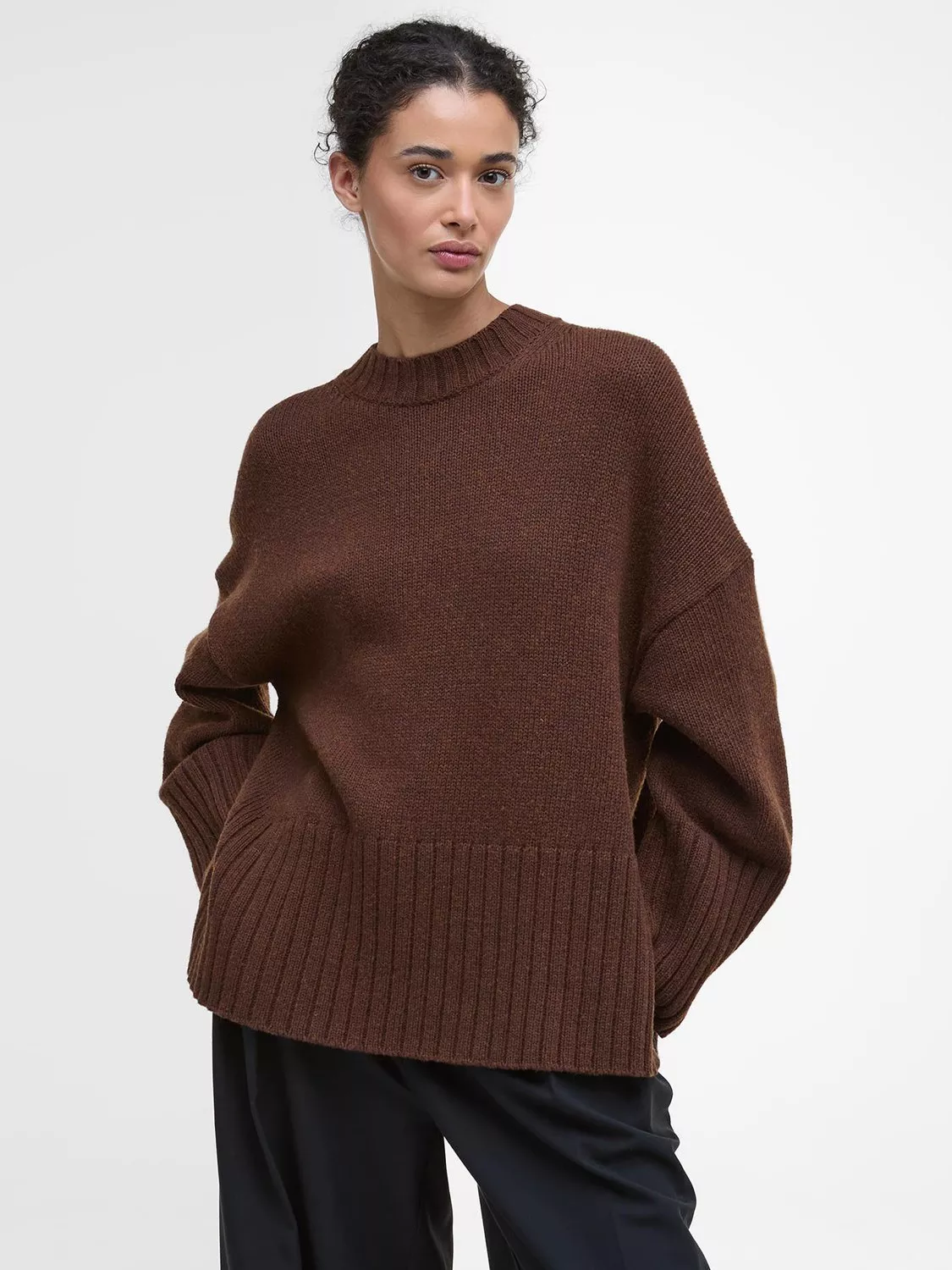 Barbour Sophia Crew Neck Jumper, Brown