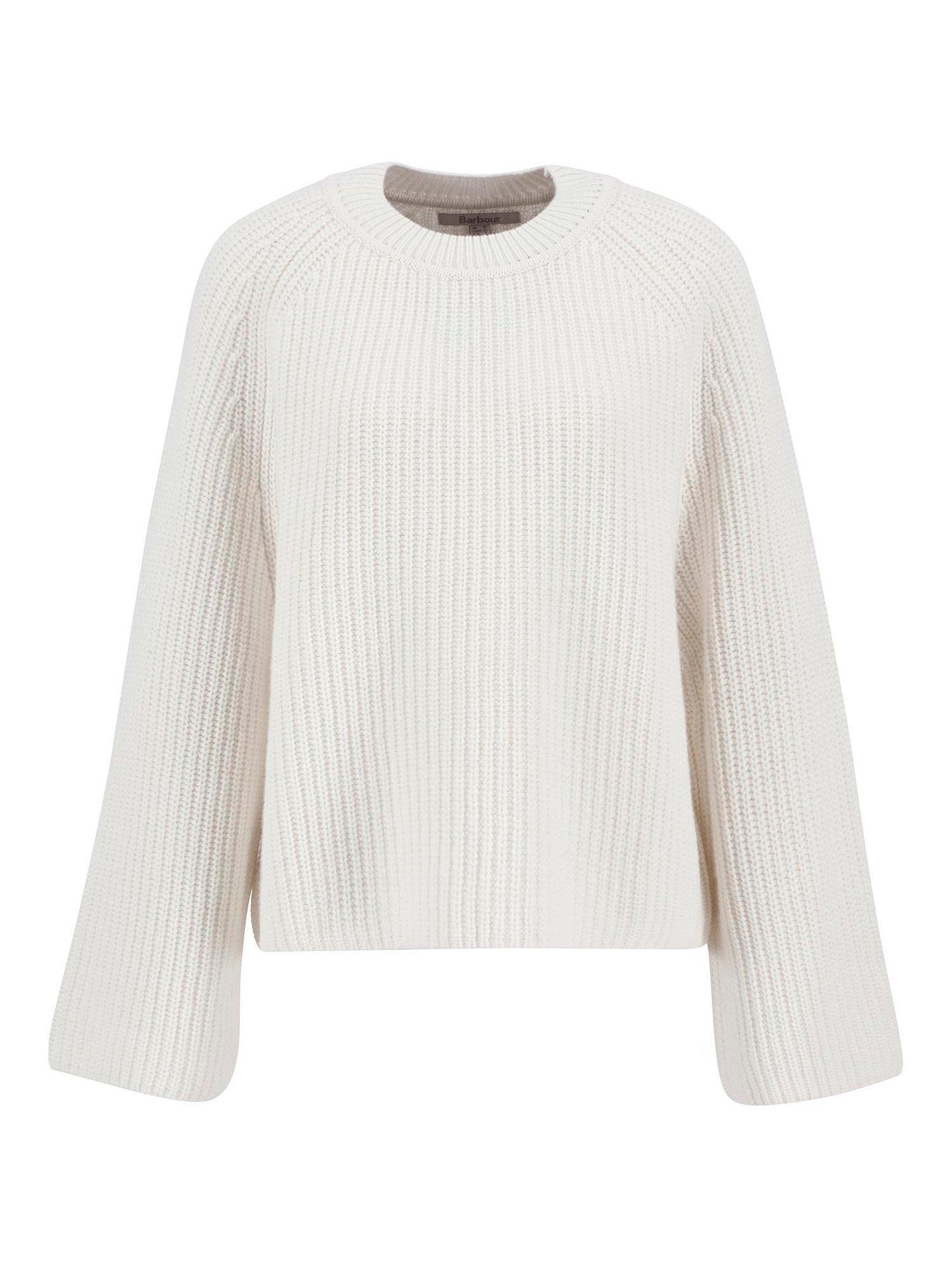 Product image 4 of 6, which shows Barbour Vera Wool Rich Fisherman Jumper, Ivory, 6