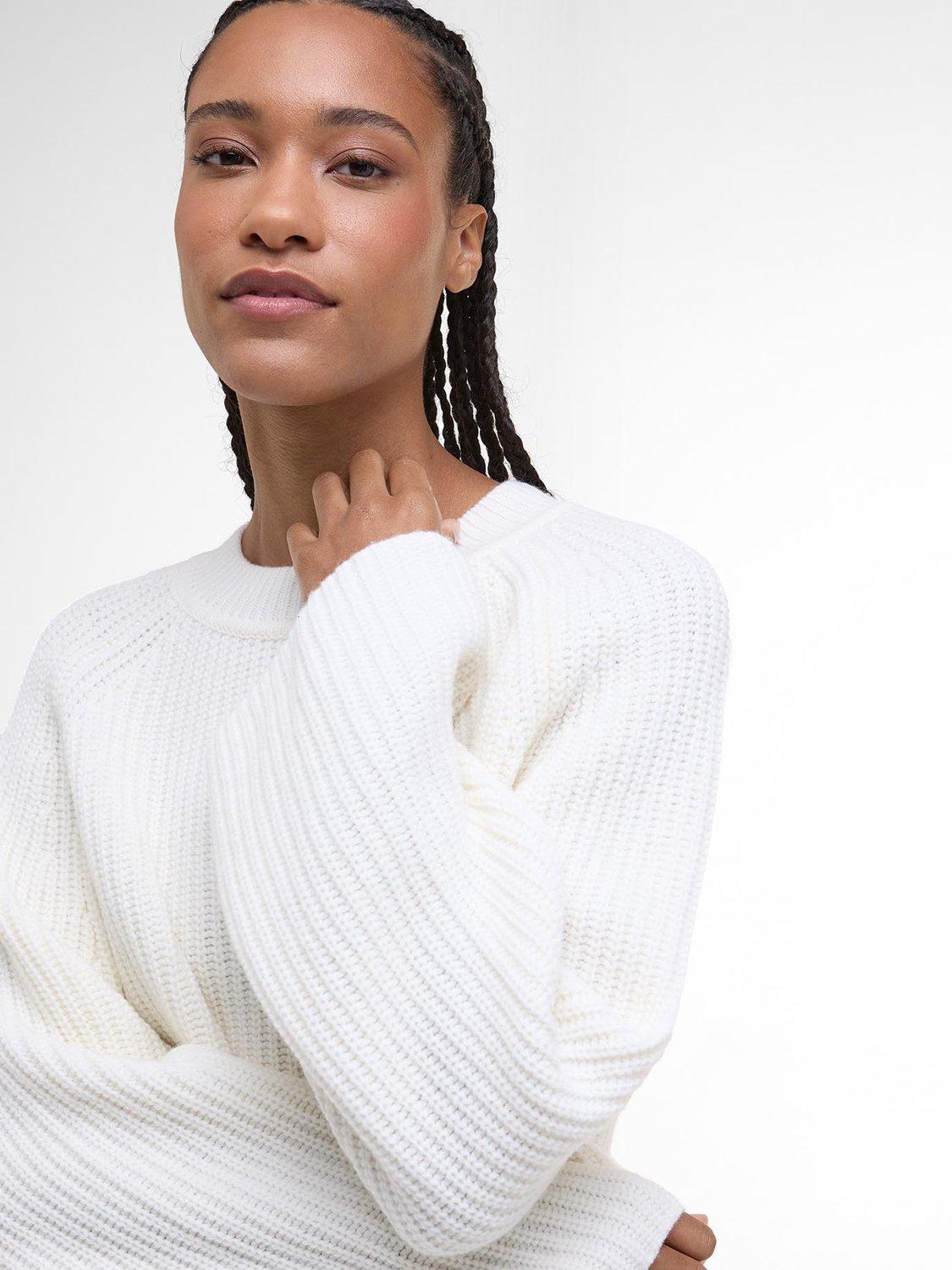Product image 5 of 6, which shows Barbour Vera Wool Rich Fisherman Jumper, Ivory, 6