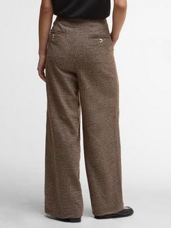 Barbour Sophia Check Merino Wool Tailored Trousers, Brown - view 2, Brown