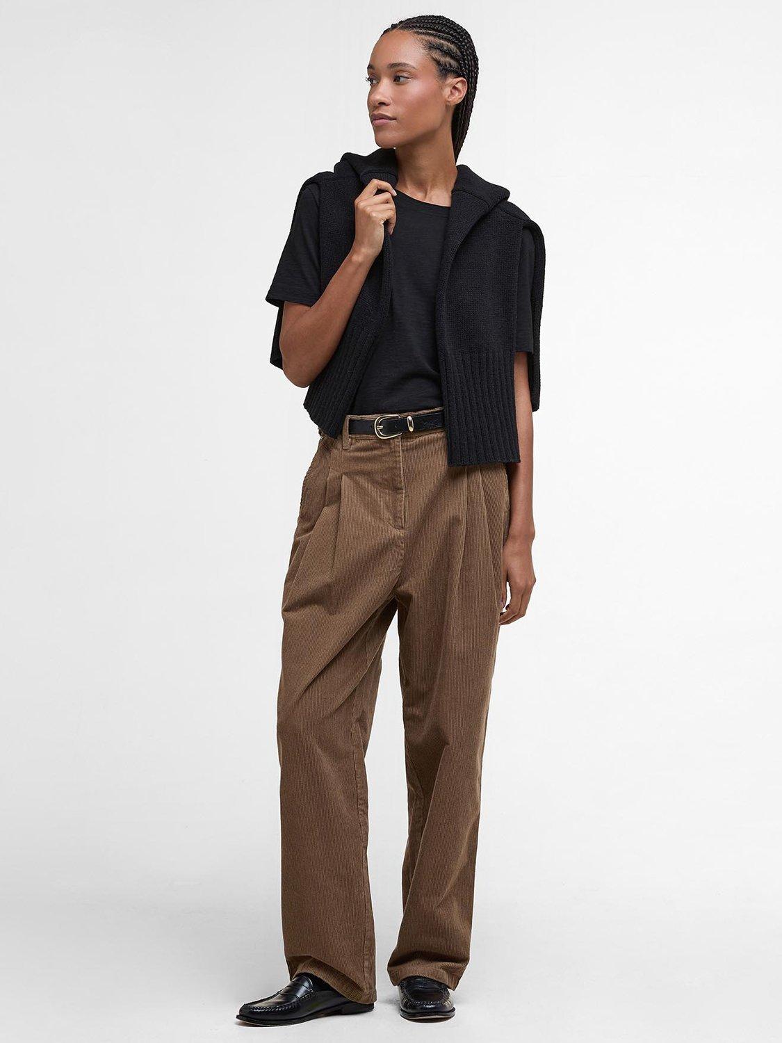 Product image 1 of 5, which shows Barbour Yasmin Corduroy Trousers, Brown, 10