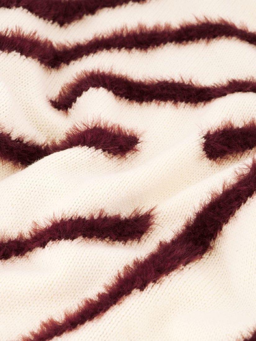 Product image 2 of 2, which shows Fabienne Chapot Round Neck Zebra Jumper, White/Red, S