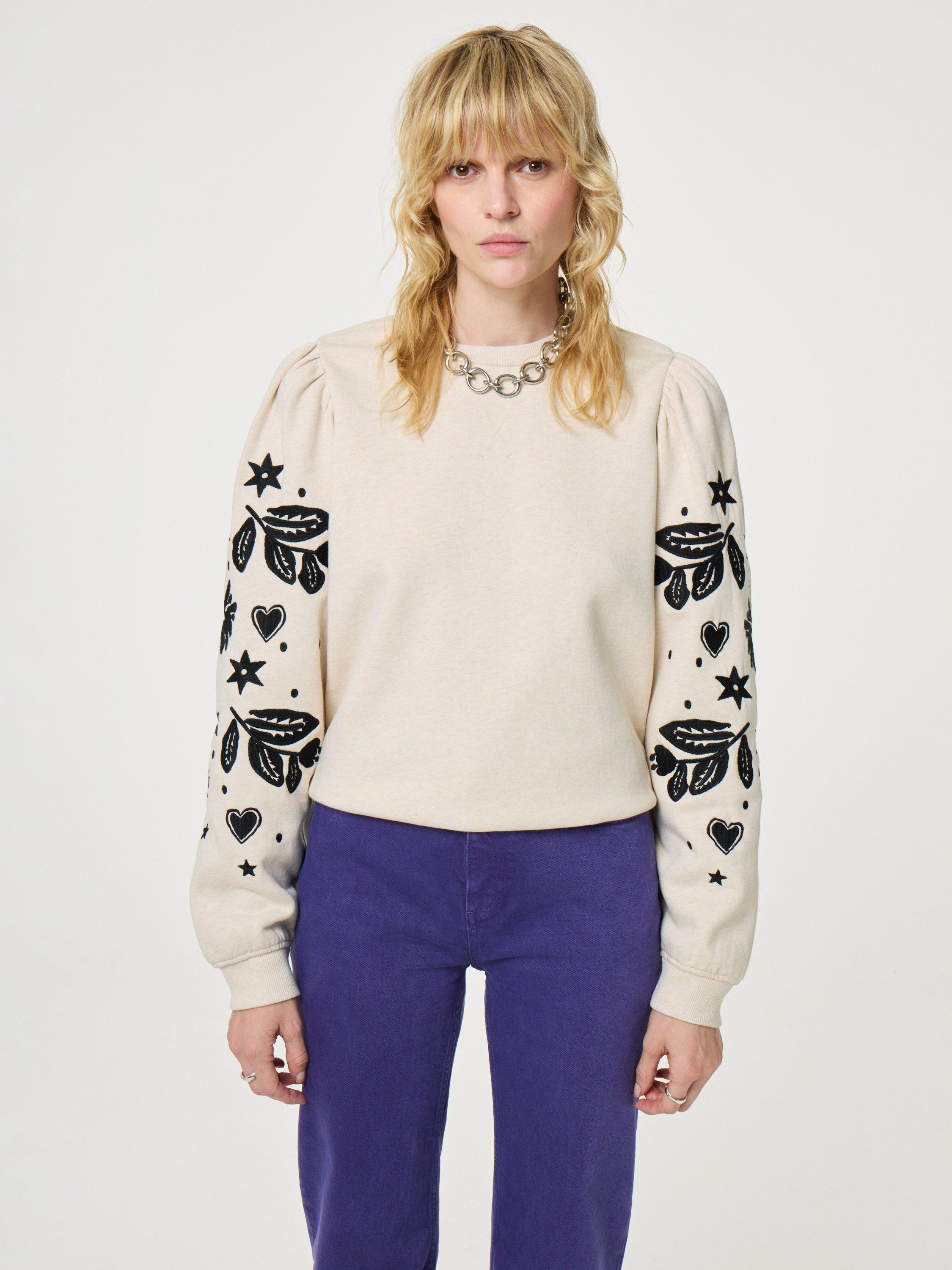 Product image 3 of 5, which shows Fabienne Chapot Hanne Graphic Sleeve Sweatshirt, White/Black, S