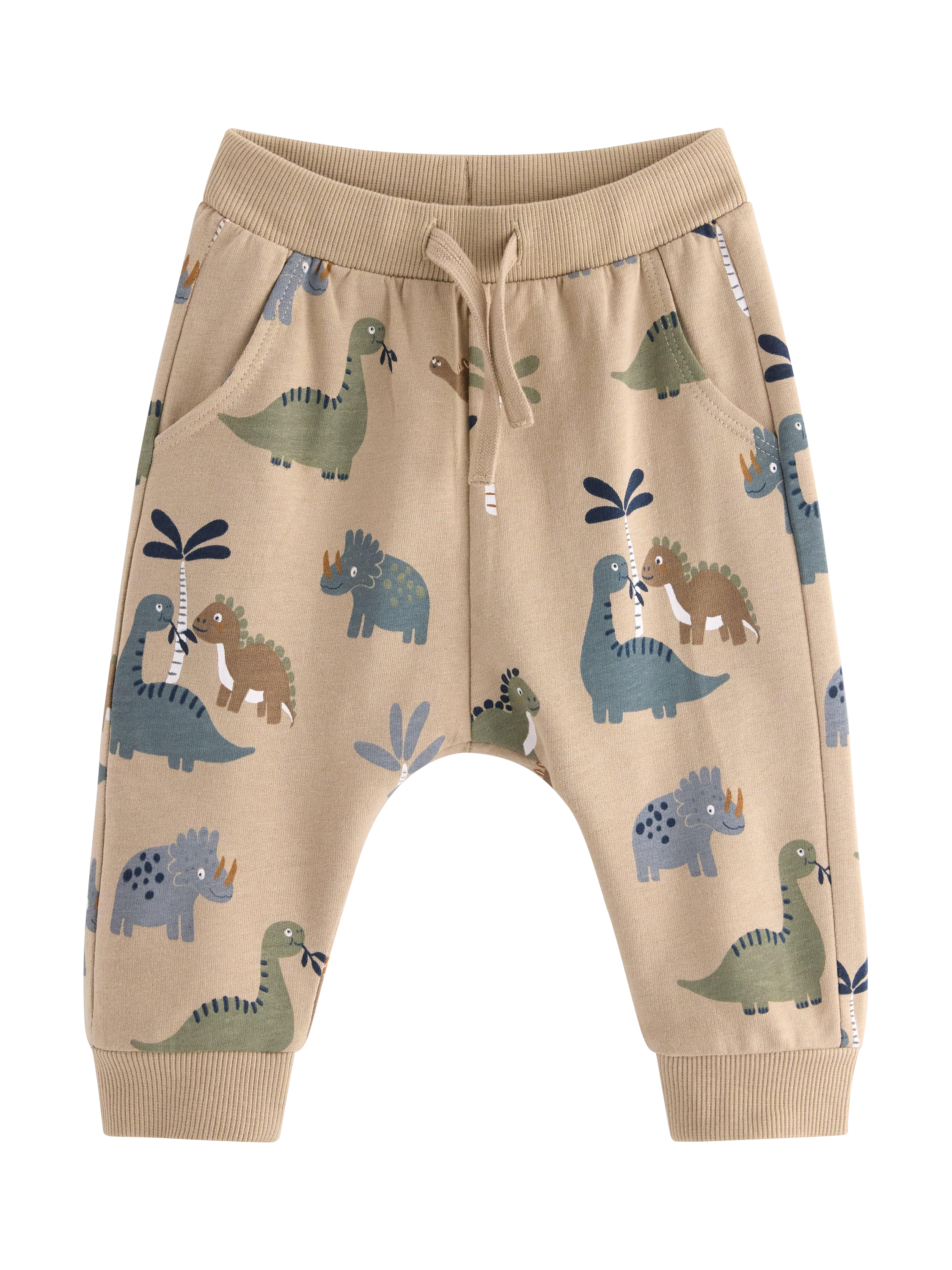 Product image 1 of 3, which shows Lindex Baby Dinosaur Joggers, Beige, 4-6 months