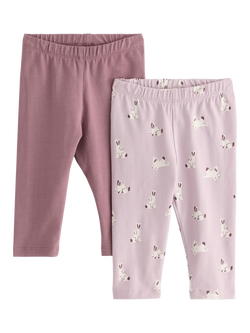 Lindex Baby Cotton Blend Leggings, Pack of 2, Light Lilac