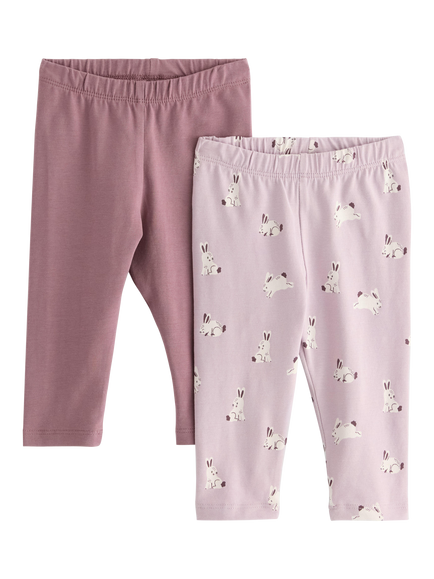 Lindex Baby Cotton Blend Leggings, Pack of 2, Light Lilac