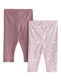 Lindex Baby Cotton Blend Leggings, Pack of 2 - view 2, Light Lilac