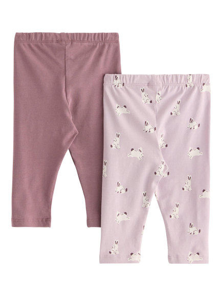 Lindex Baby Cotton Blend Leggings, Pack of 2 - view 2, Light Lilac