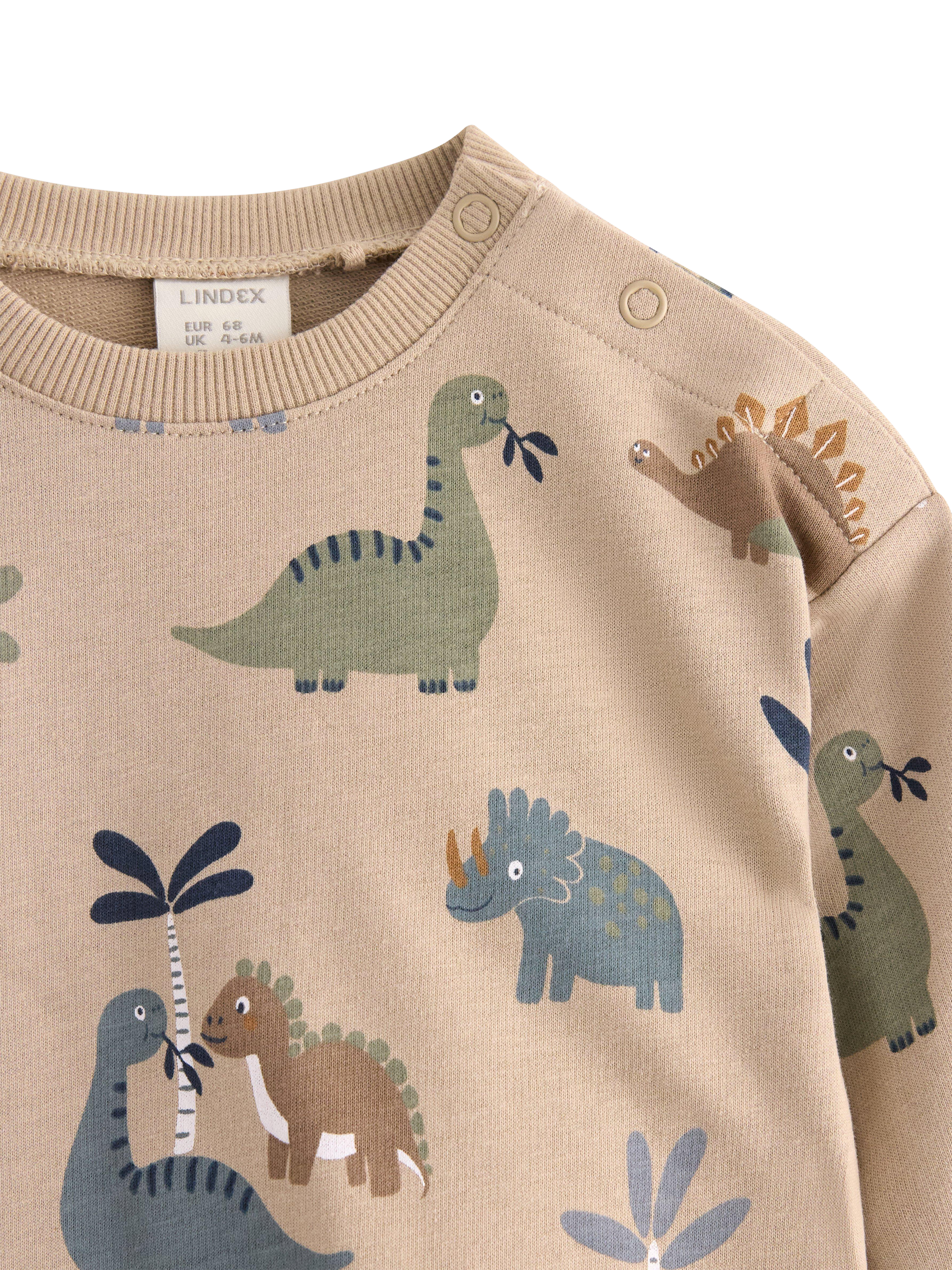 Product image 3 of 3, which shows Lindex Baby Dinosaur Jumper, Beige, 4-6 months